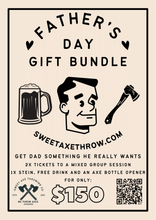 Load image into Gallery viewer, Voucher for Axe Throwing, Stein &amp; Axe Bottle Opener
